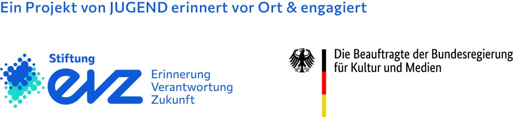 Logo der Stiftung Erinnerung, Verantwortung, Zukunft und Beauftragte der Bundesregierung für Kultur und Medien.
Ein Projekt von JUGEND erinnert vor Ort & engagiert.